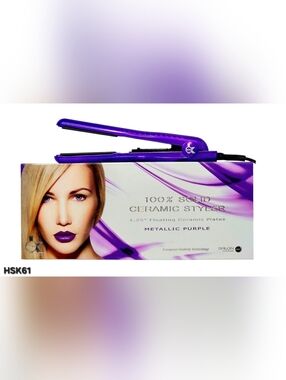 KOR HAIR STRAIGHTENER 100% SOLID CERAMIC PLATES HSK61 METALLIC PURPLE